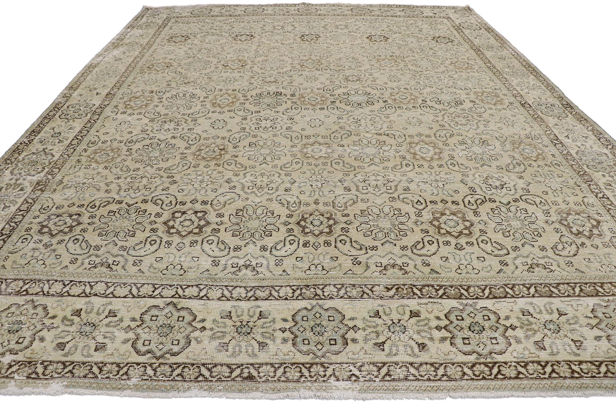 Tabriz Distressed Antique Persian Mahal Rug For Sale