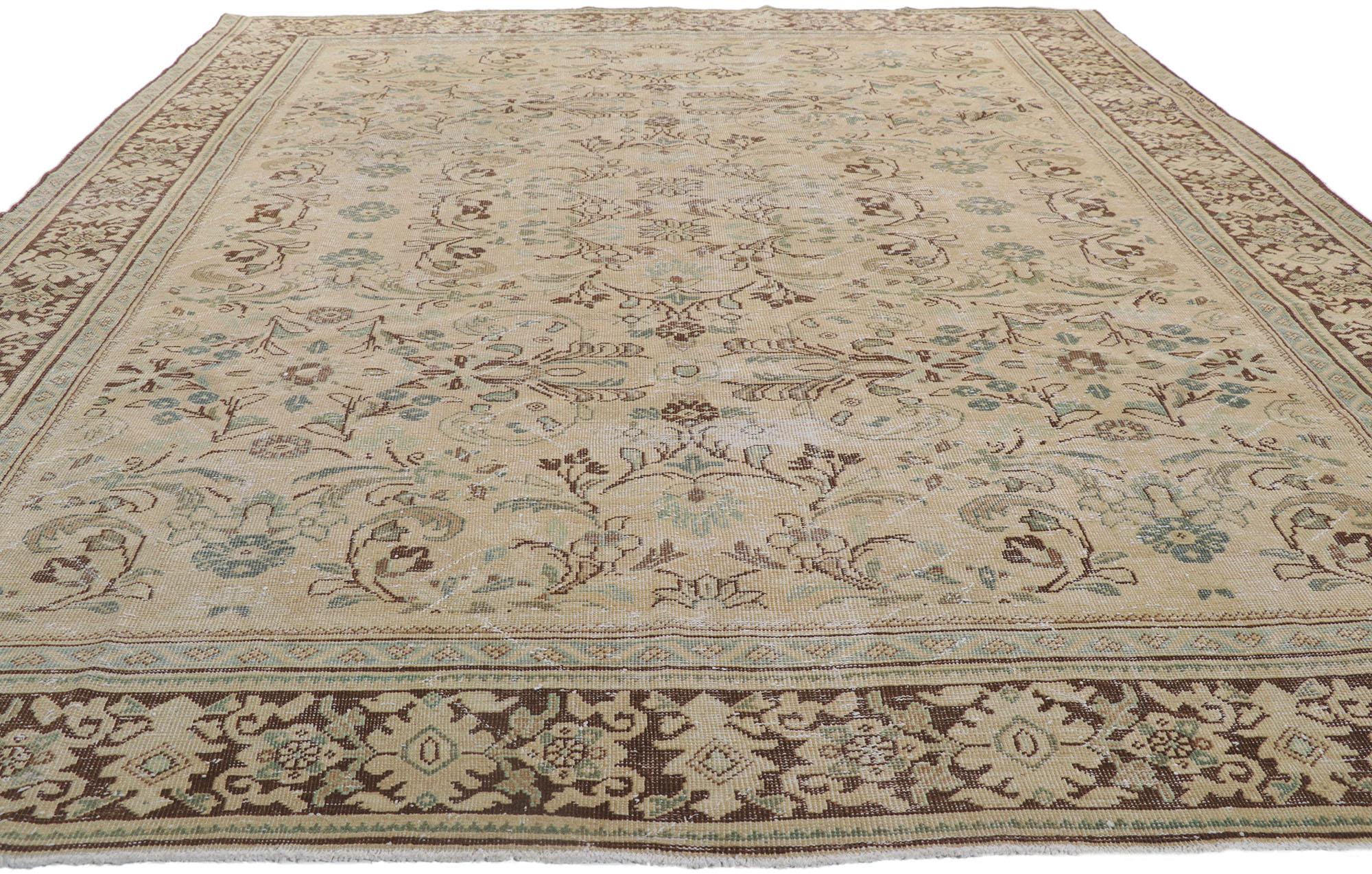 Tabriz Distressed Antique Persian Mahal Rug  For Sale