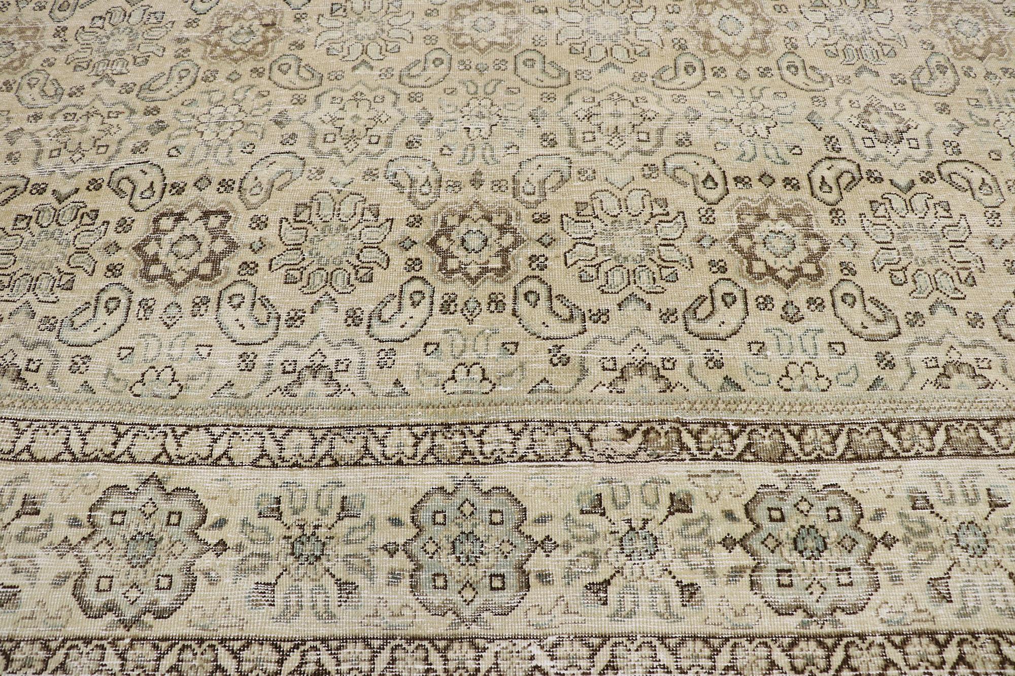 Hand-Knotted Distressed Antique Persian Mahal Rug For Sale
