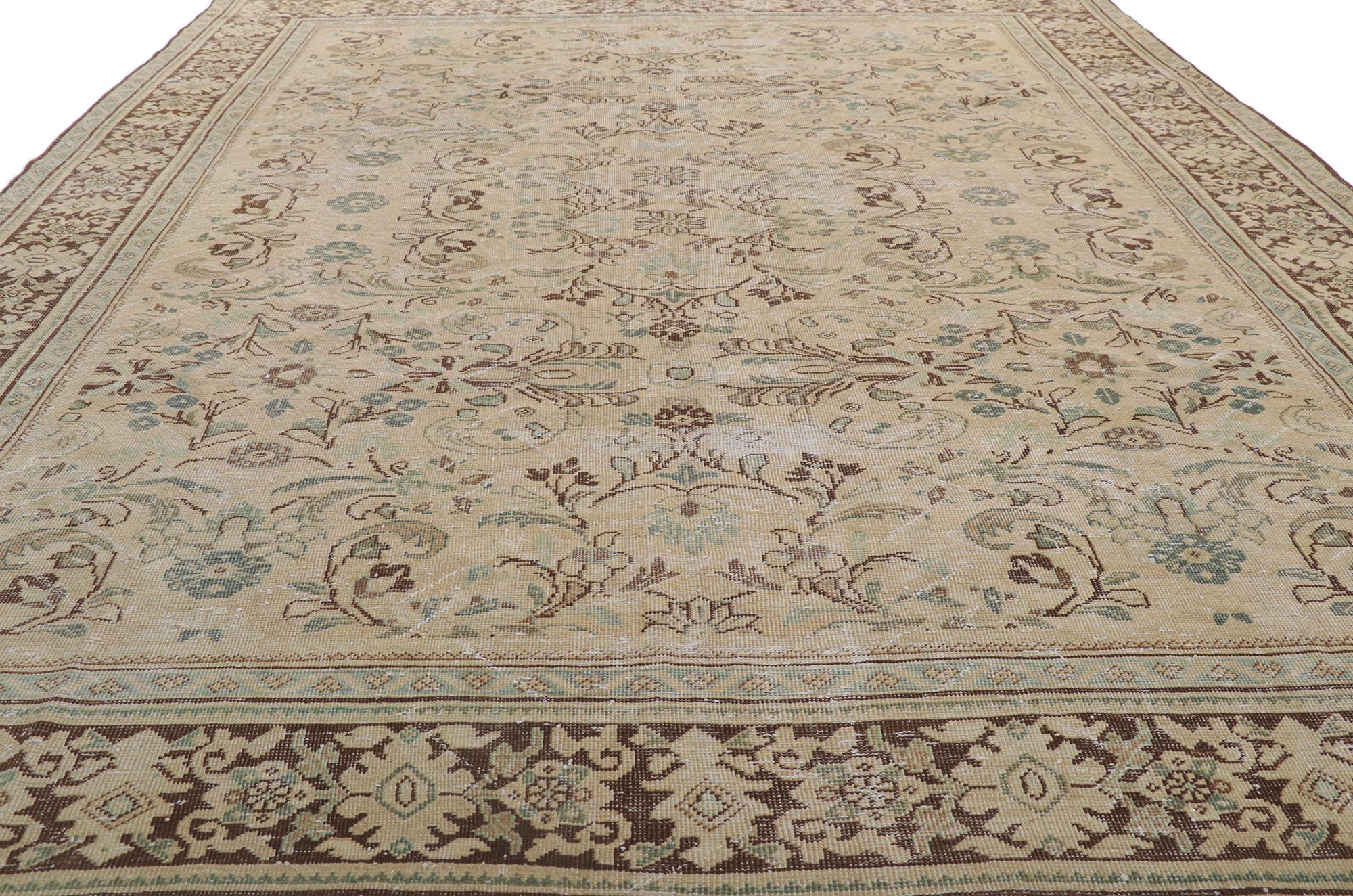 Hand-Knotted Distressed Antique Persian Mahal Rug  For Sale