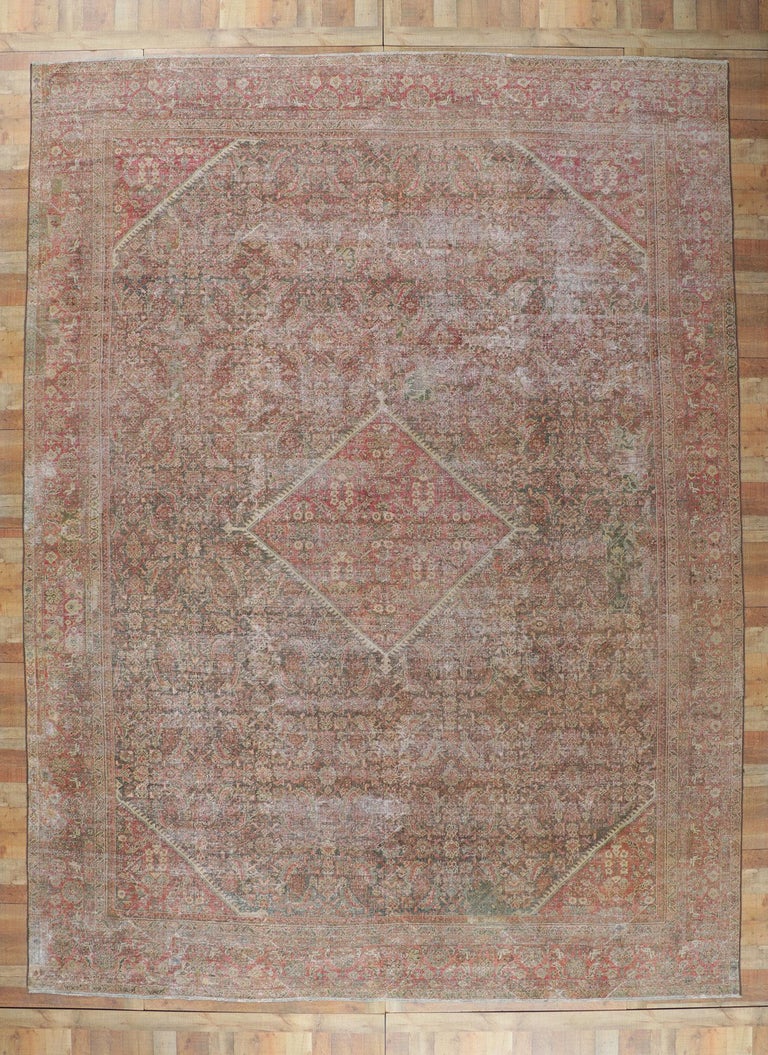 Persion Distressed Rug Distressed Antique Persian Mahal Rug For Sale at 1stDibs