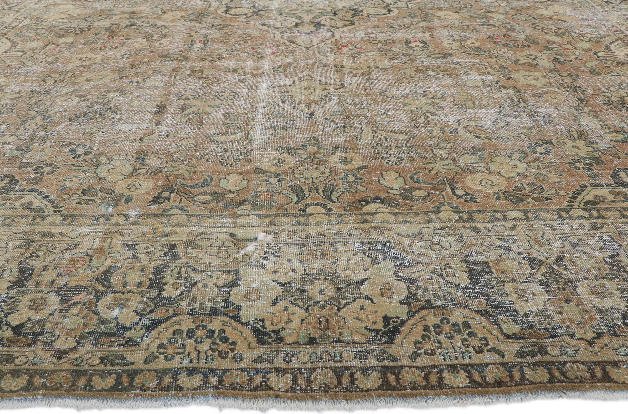 Distressed Antique Persian Mahal Rug In Distressed Condition In Dallas, TX