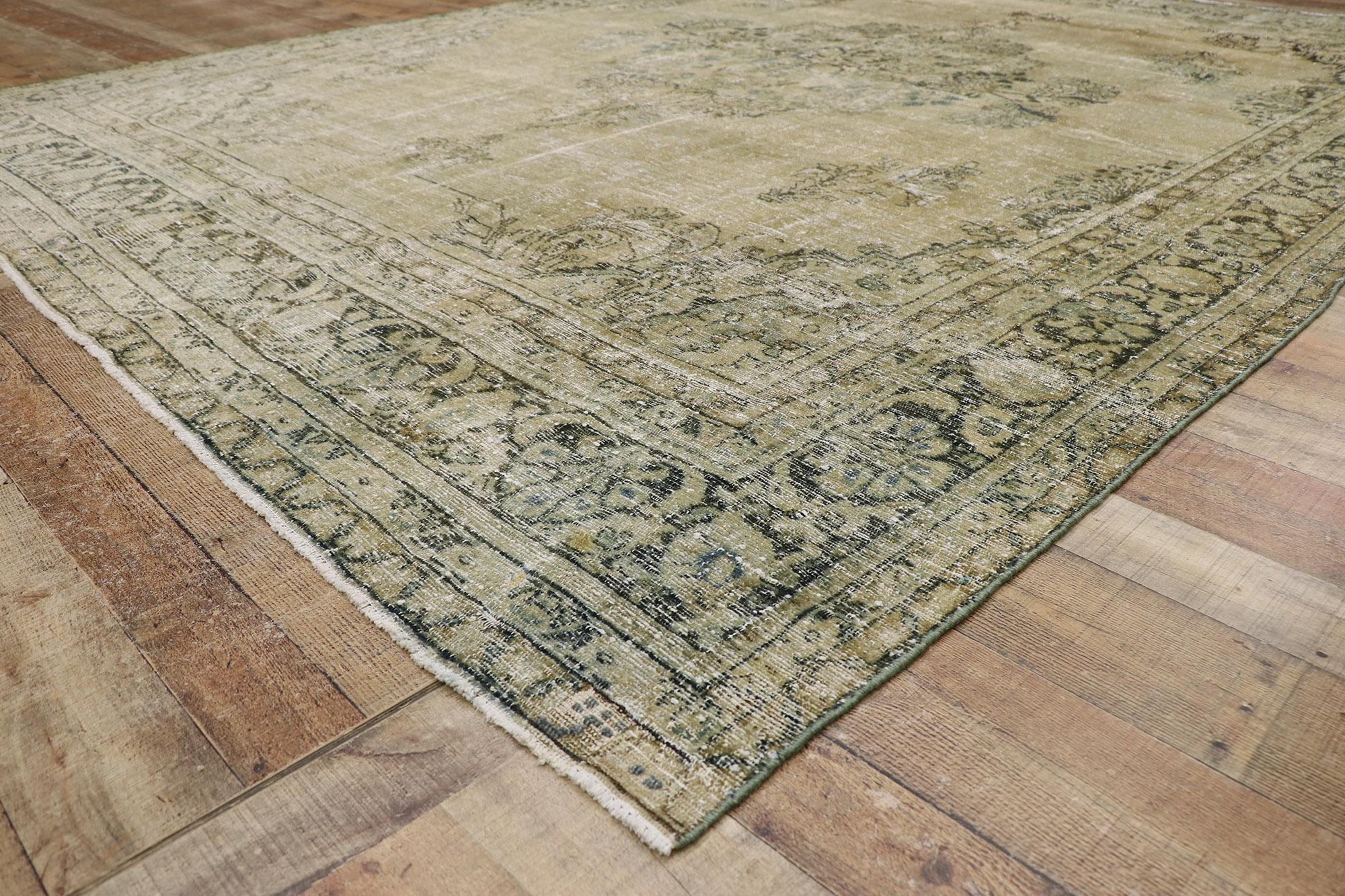20th Century Distressed Antique Persian Mahal Rug For Sale