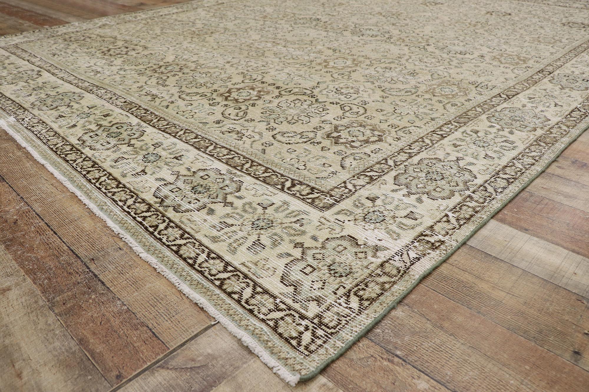20th Century Distressed Antique Persian Mahal Rug For Sale
