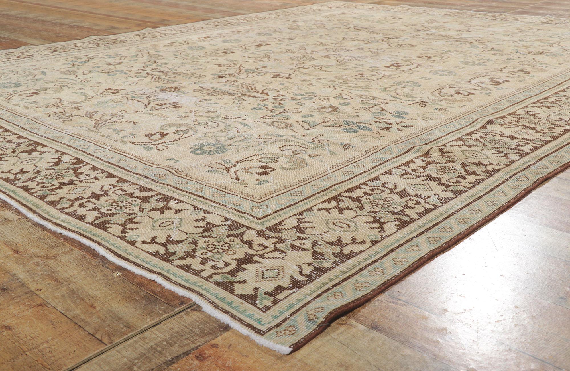 20th Century Distressed Antique Persian Mahal Rug  For Sale