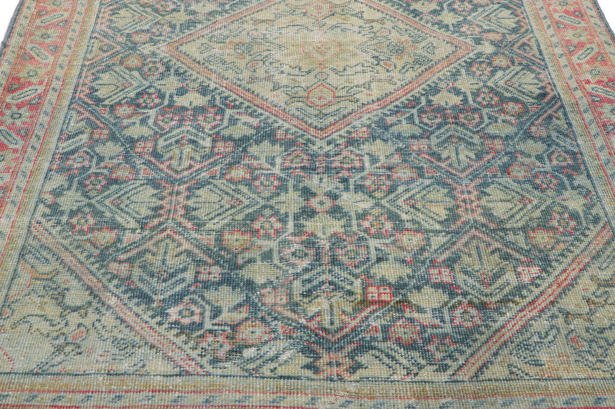 20th Century Distressed Antique Persian Mahal Rug For Sale