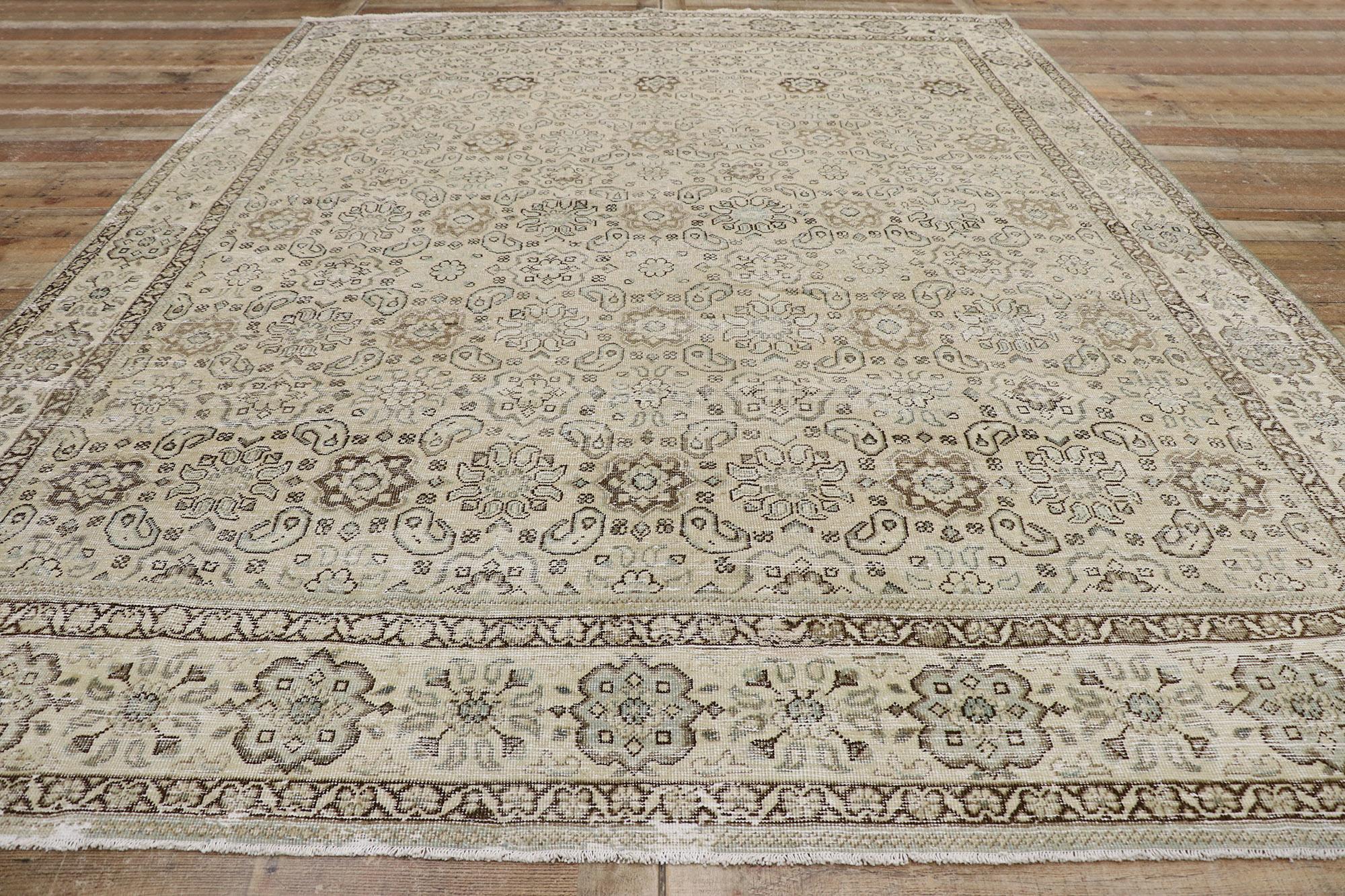 Wool Distressed Antique Persian Mahal Rug For Sale