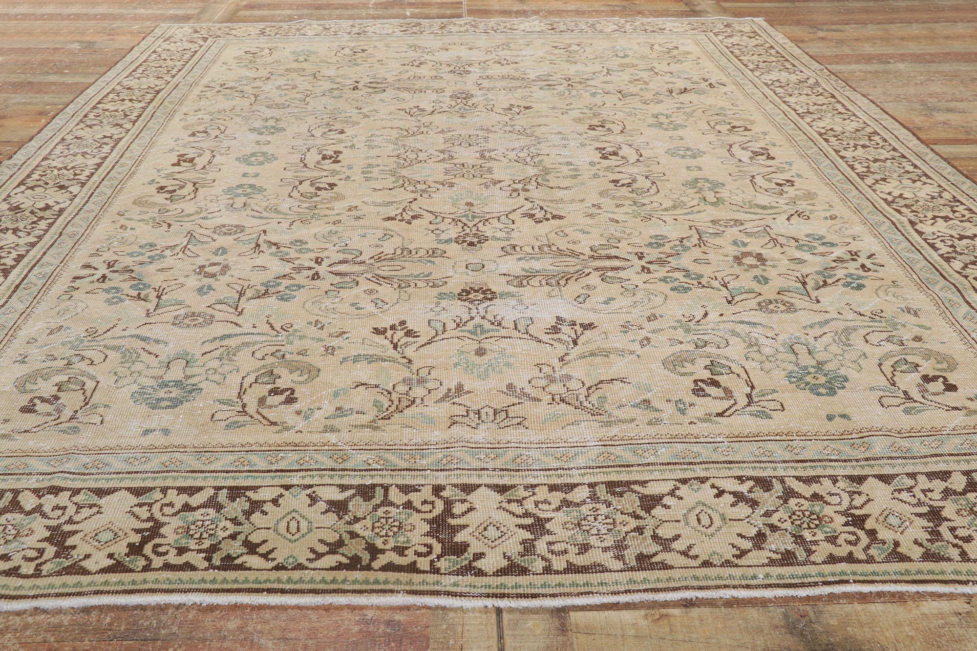 Wool Distressed Antique Persian Mahal Rug  For Sale