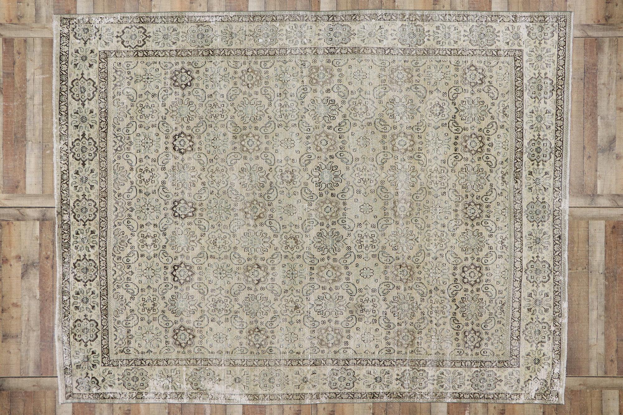 Distressed Antique Persian Mahal Rug For Sale 1