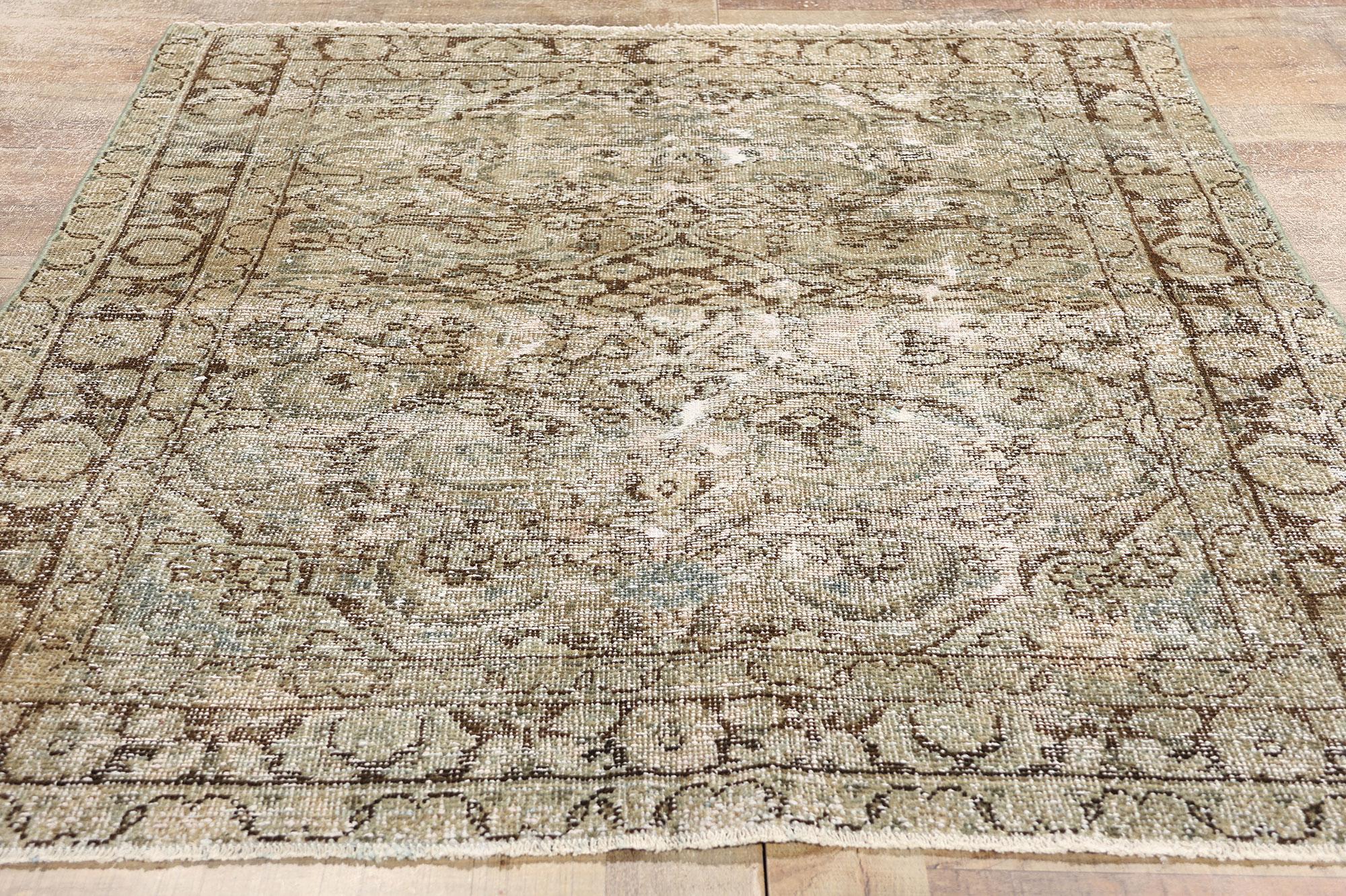 Distressed Antique Persian Mahal Rug For Sale 1