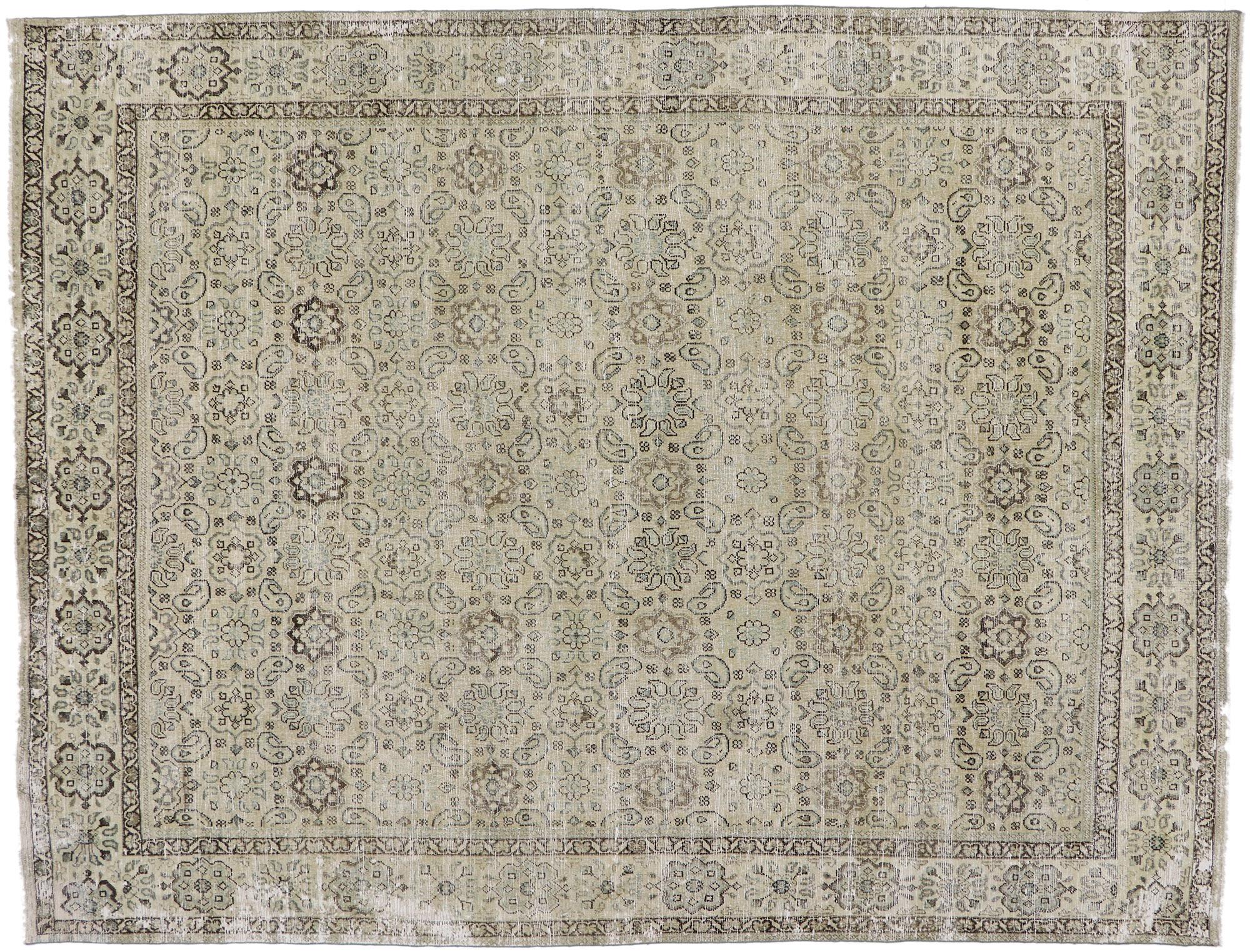 Distressed Antique Persian Mahal Rug For Sale 2