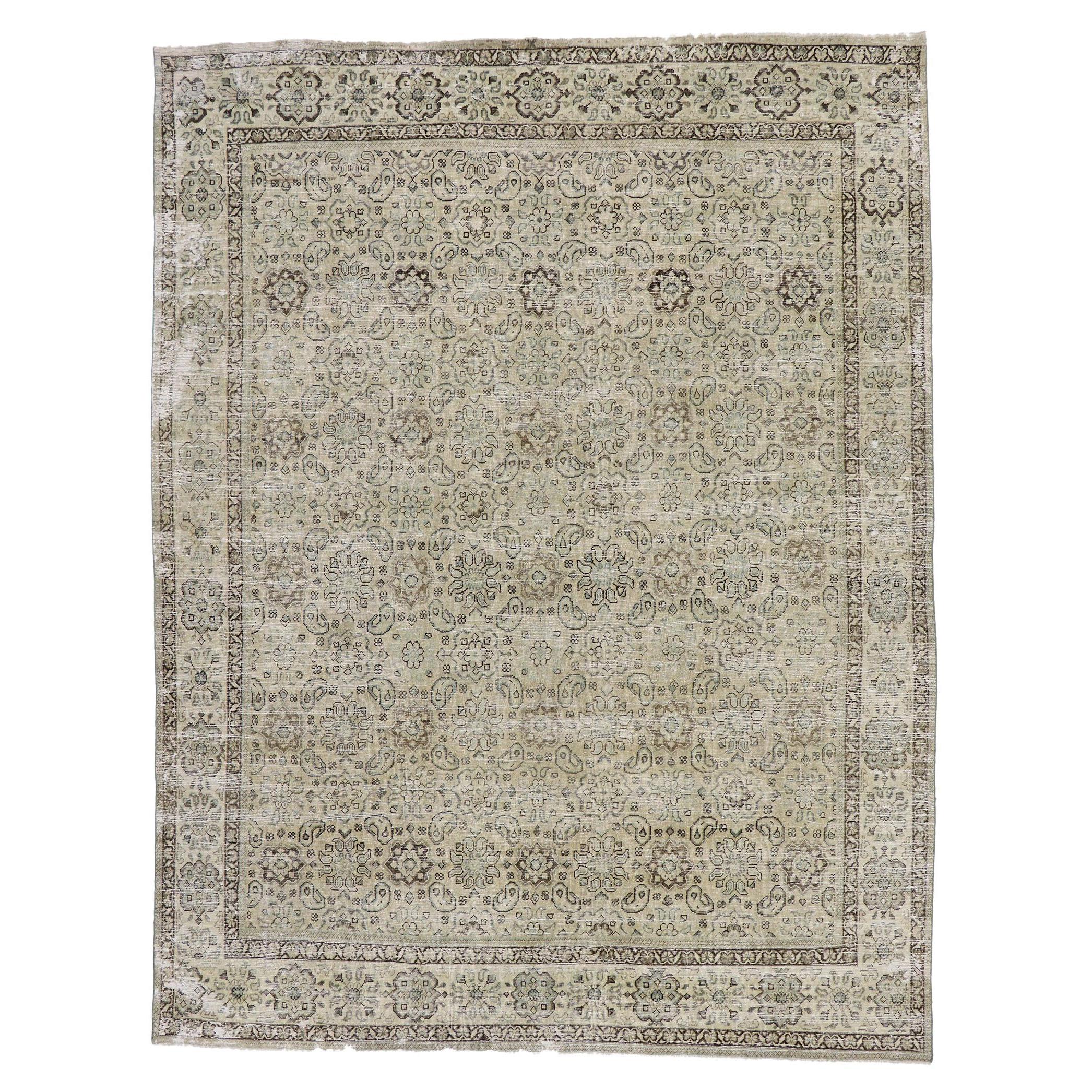 Tapis persan Mahal ancien vieilli en mauvais état en vente