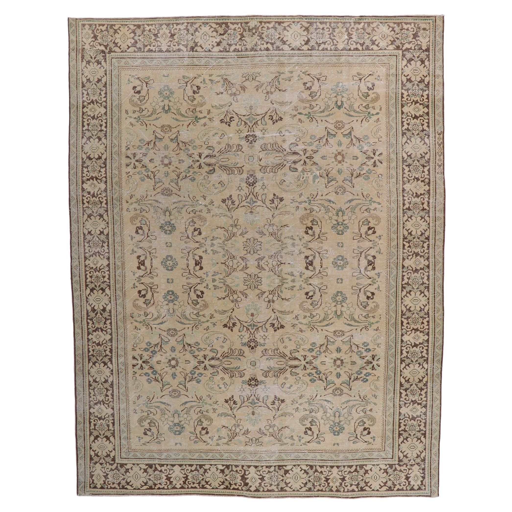Distressed Antique Persian Mahal Rug  For Sale