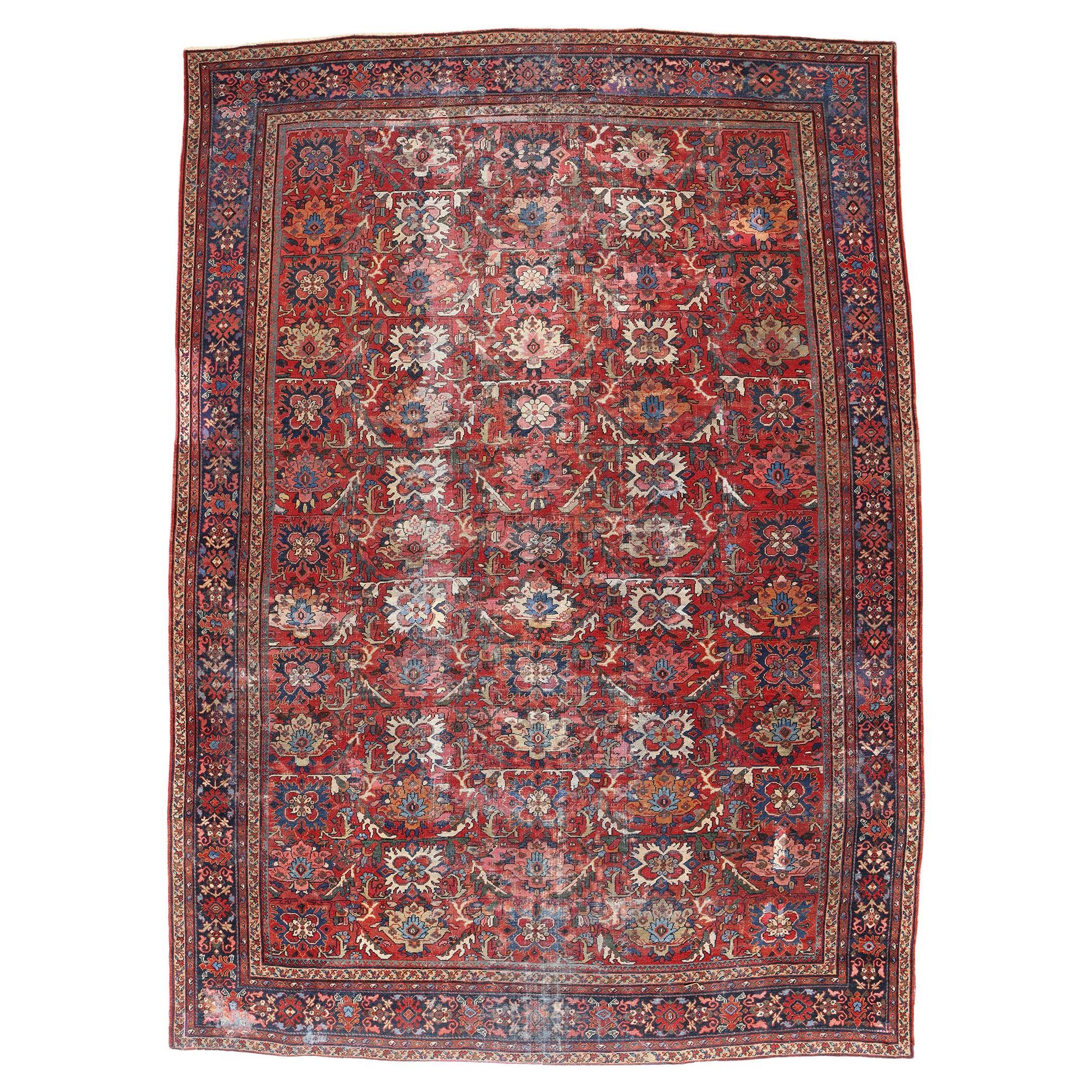 Tapis persan Mahal ancien en détresse