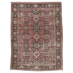 Distressed Antique Persian Mahal Rug, Laid-Back Luxury Meets Rustic Sensibility