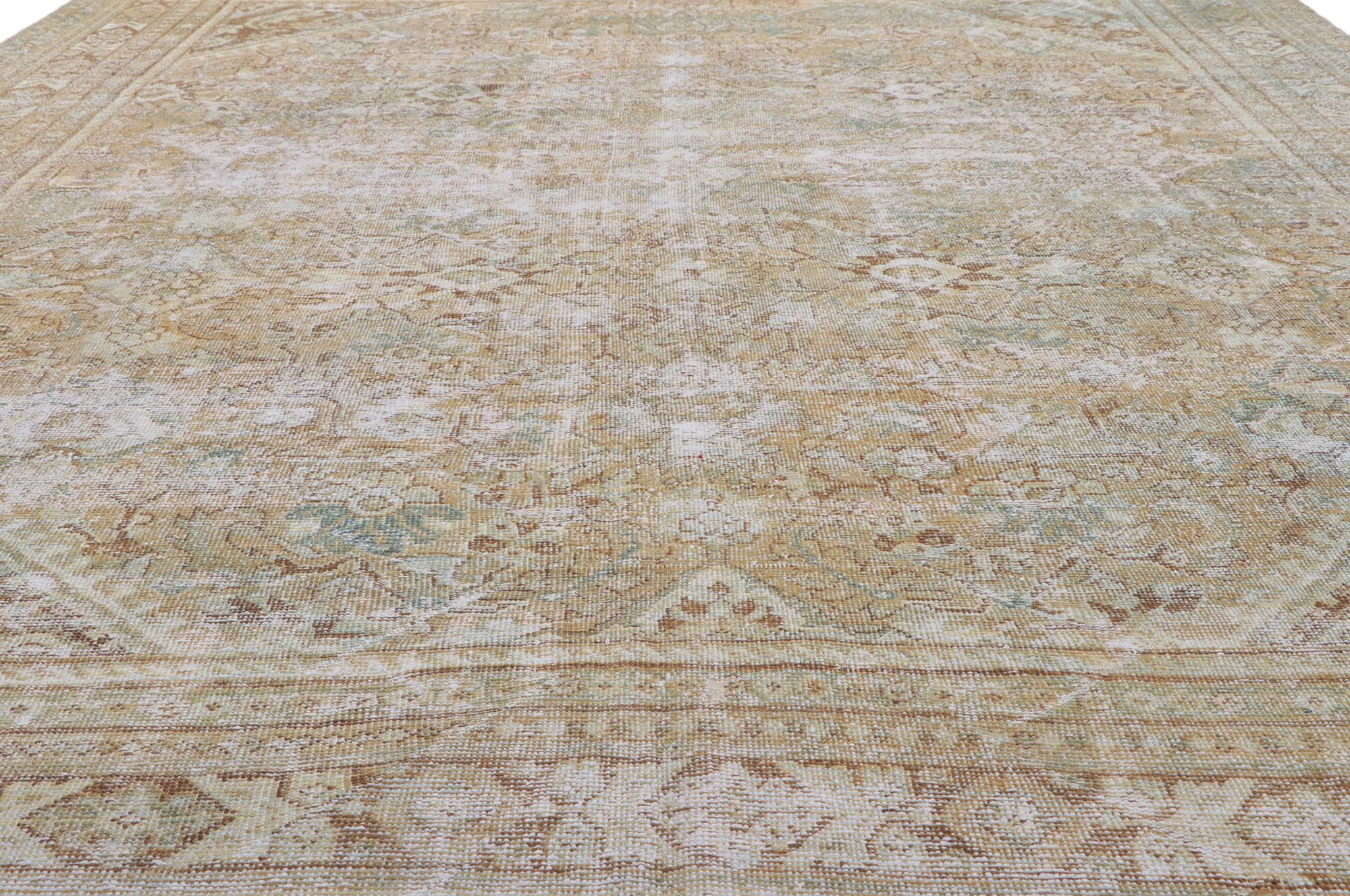20th Century Distressed Antique Persian Mahal Rug, Rustic & Refined For Sale