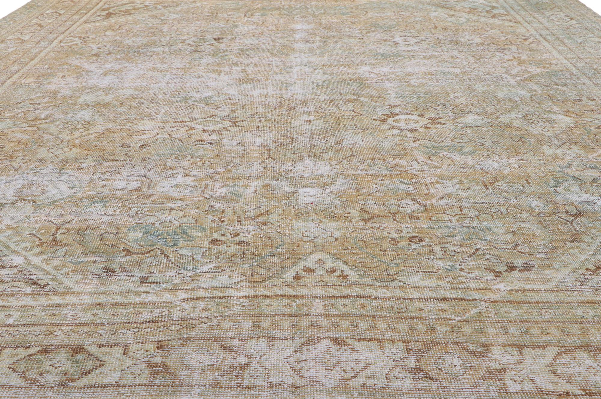 Annodato a mano Tappeto persiano Mahal del 1910 con stile moderno, rustico e raffinato in vendita