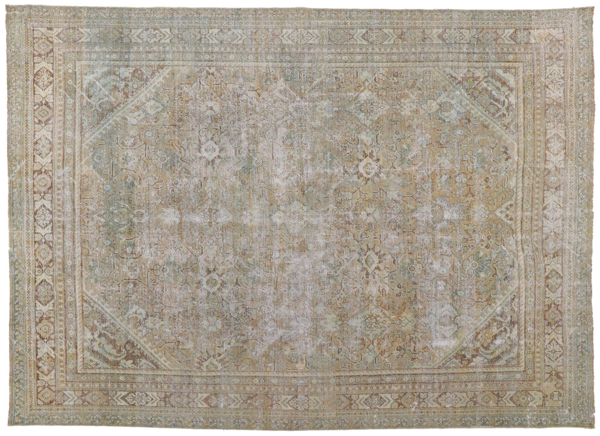 Tappeto persiano Mahal del 1910 con stile moderno, rustico e raffinato in vendita 1