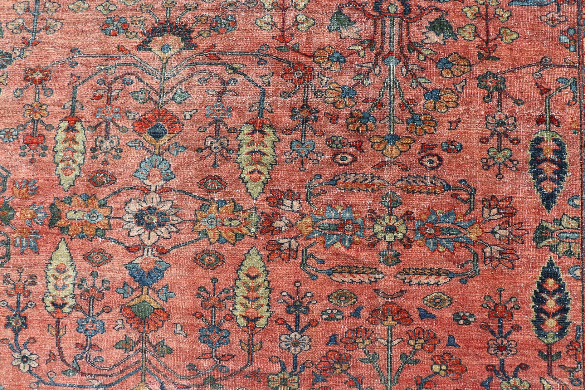 Antiker persischer Mahal-Teppich im Used-Look im Used-Look mit Blumenmuster 14'10 x 20'4 im Angebot 2
