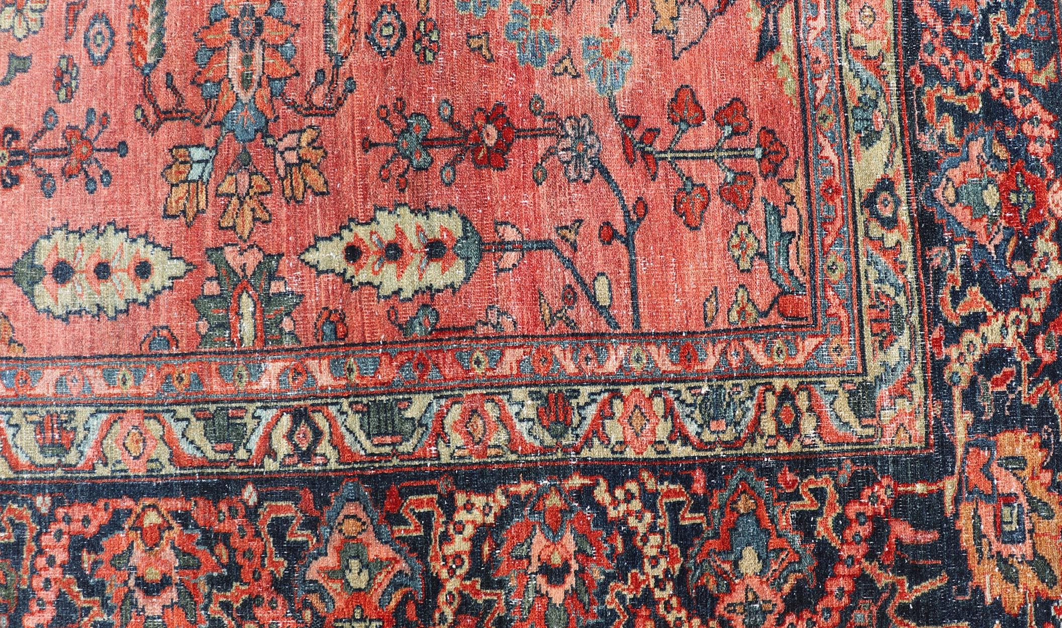 Antiker persischer Mahal-Teppich im Used-Look im Used-Look mit Blumenmuster 14'10 x 20'4 im Angebot 4