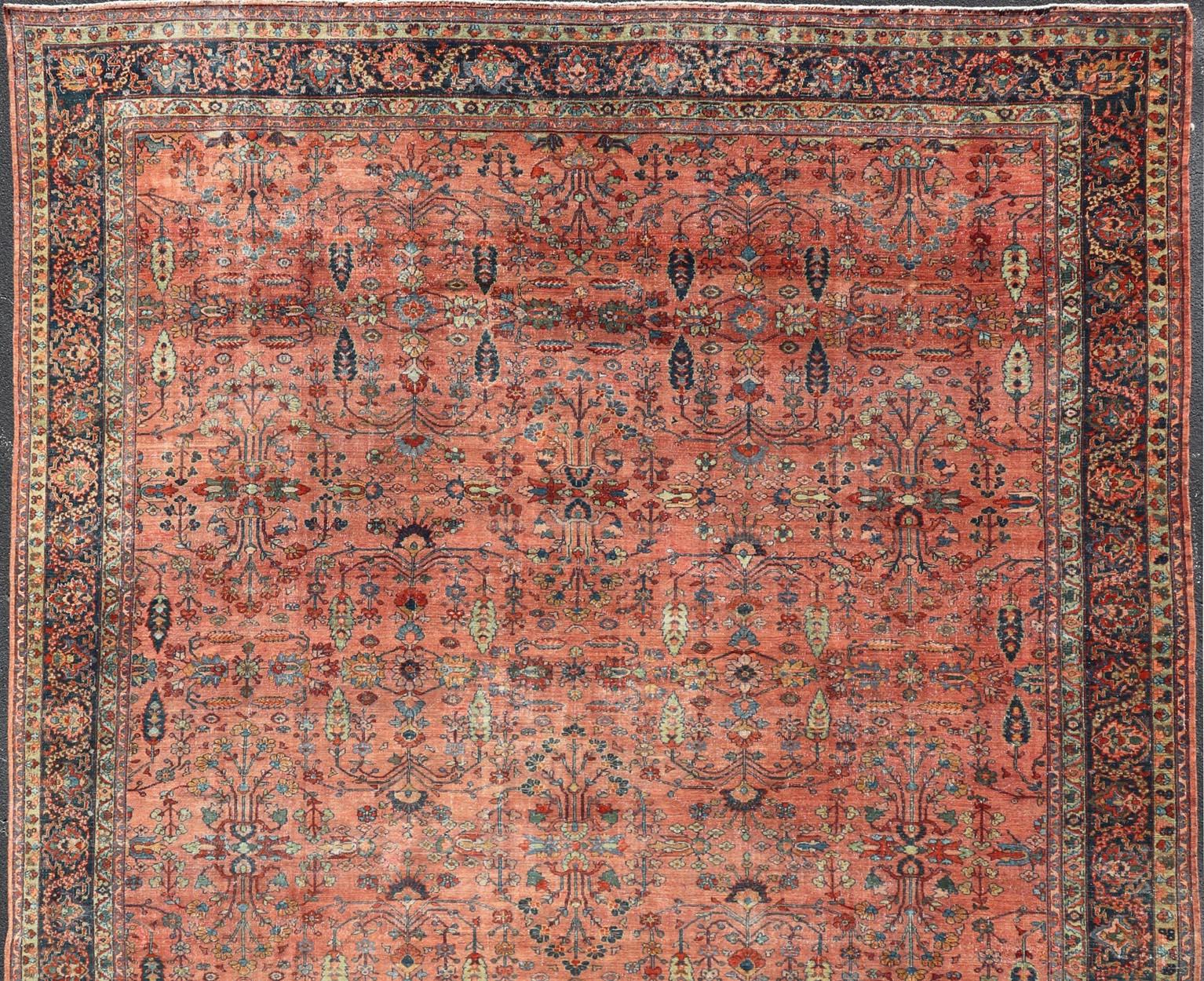 Antiker persischer Mahal-Teppich im Used-Look im Used-Look mit Blumenmuster 14'10 x 20'4 im Angebot 5