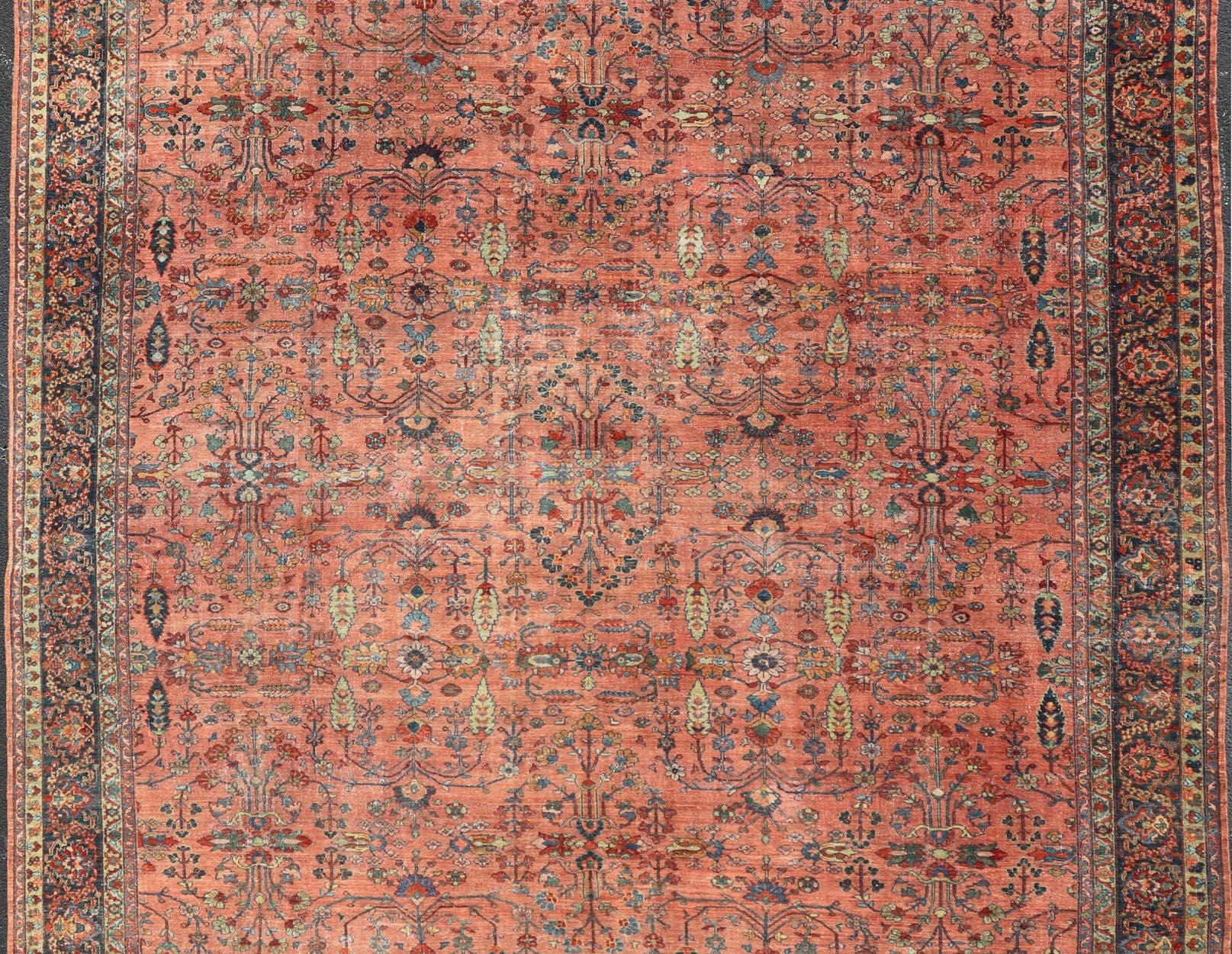 Antiker persischer Mahal-Teppich im Used-Look im Used-Look mit Blumenmuster 14'10 x 20'4 im Angebot 6