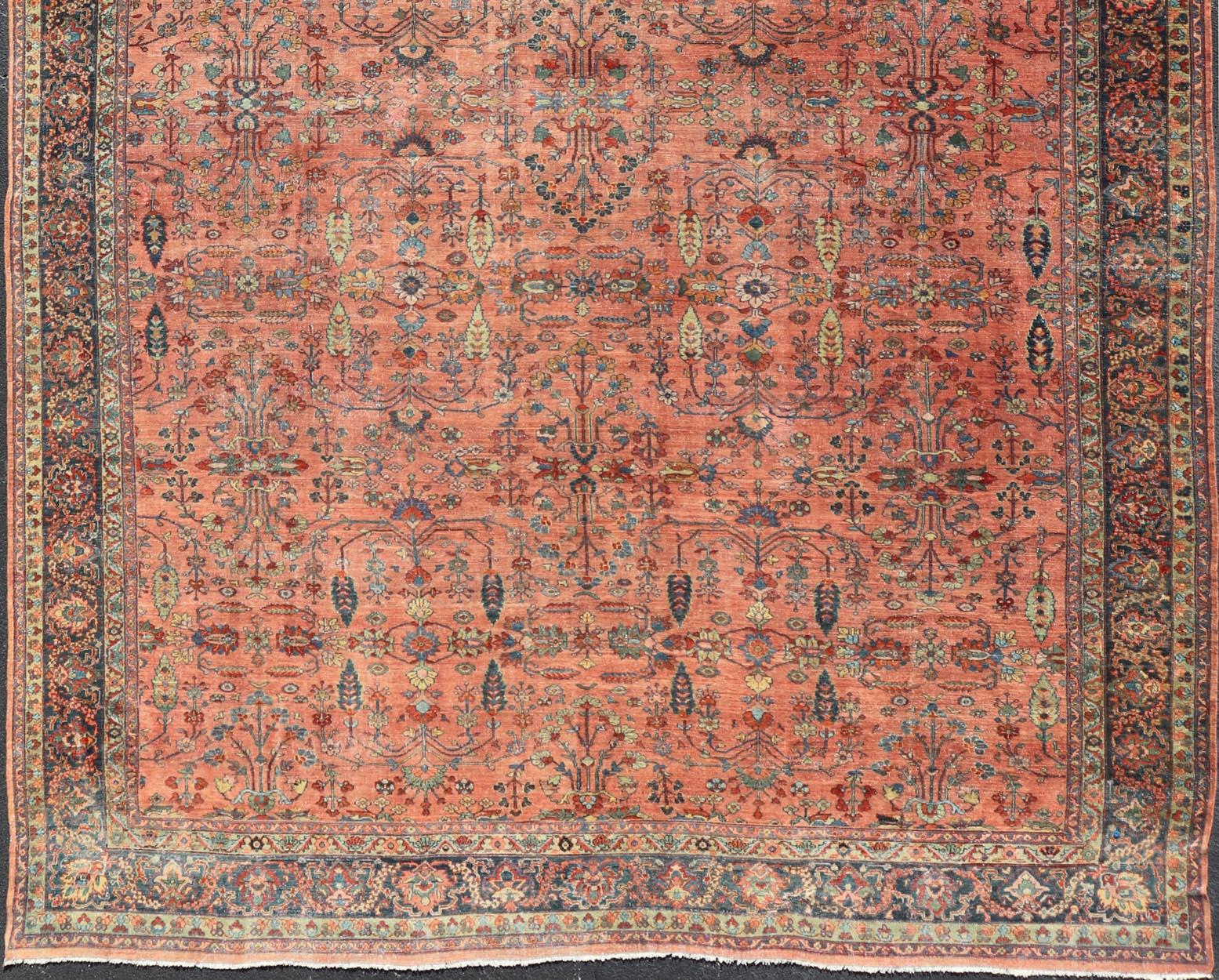 Antiker persischer Mahal-Teppich im Used-Look im Used-Look mit Blumenmuster 14'10 x 20'4 im Angebot 7