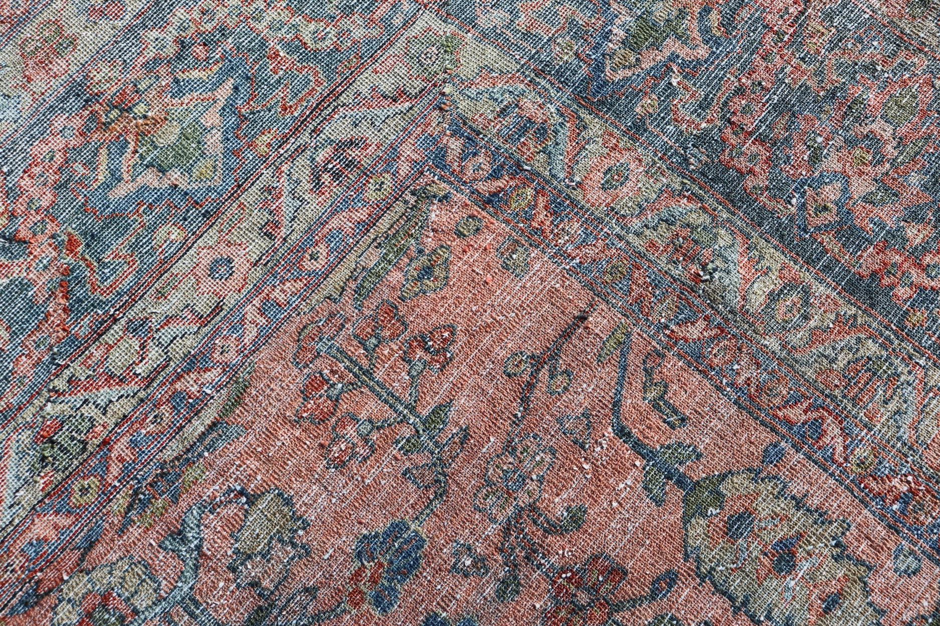 Antiker persischer Mahal-Teppich im Used-Look im Used-Look mit Blumenmuster 14'10 x 20'4 im Angebot 8
