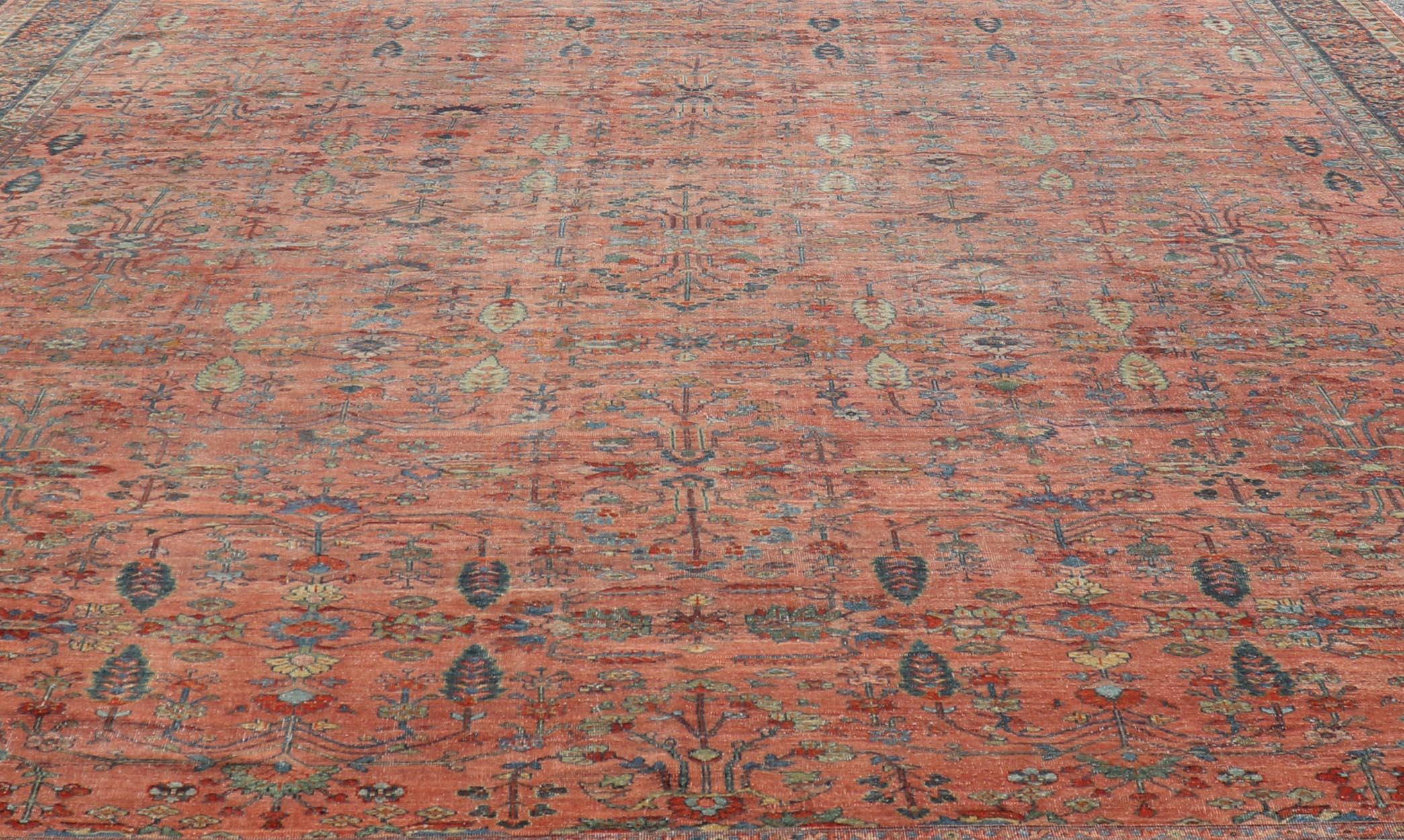 Antiker persischer Mahal-Teppich im Used-Look im Used-Look mit Blumenmuster 14'10 x 20'4 im Angebot 10