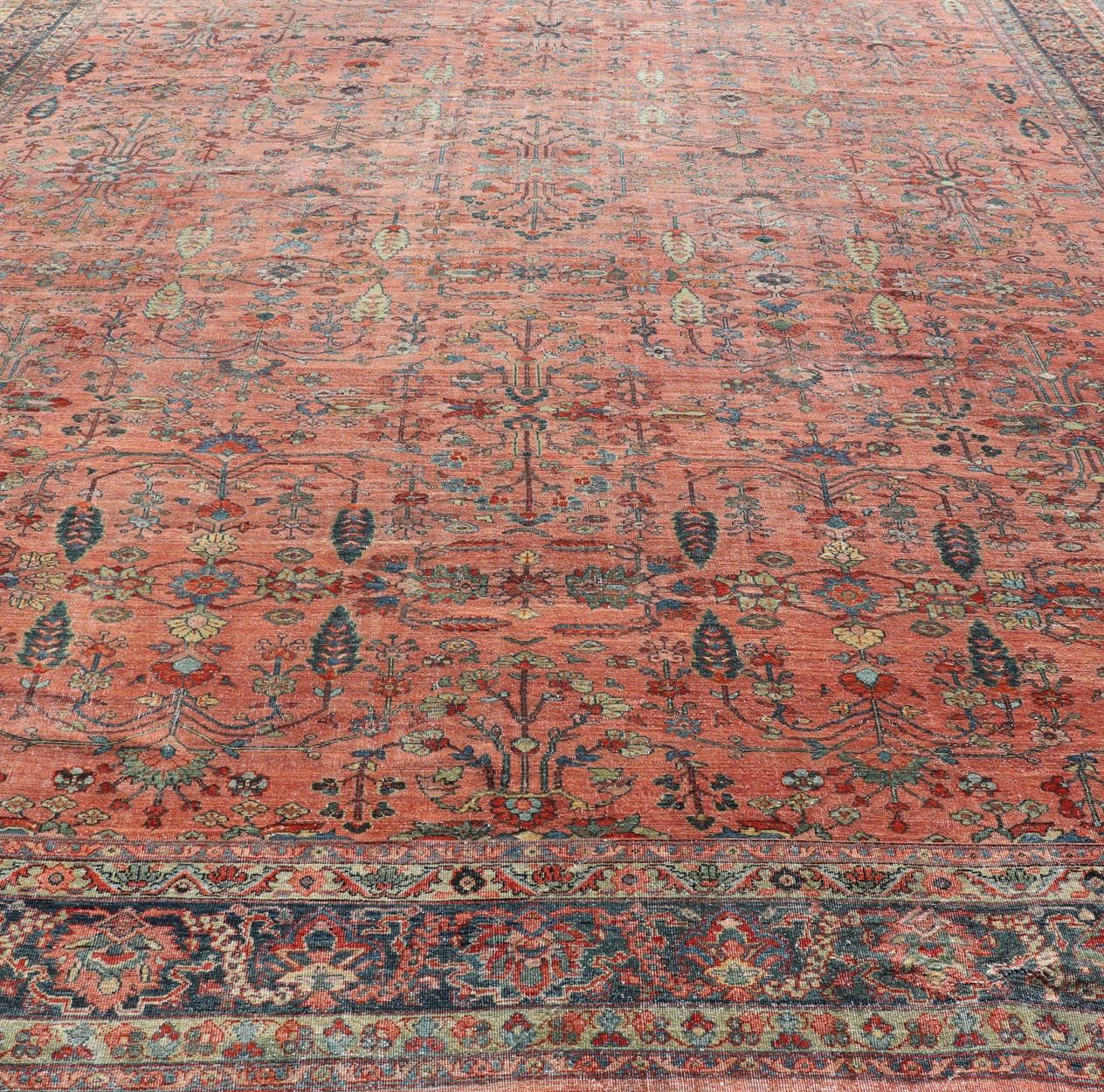 Antiker persischer Mahal-Teppich im Used-Look im Used-Look mit Blumenmuster 14'10 x 20'4 im Angebot 11
