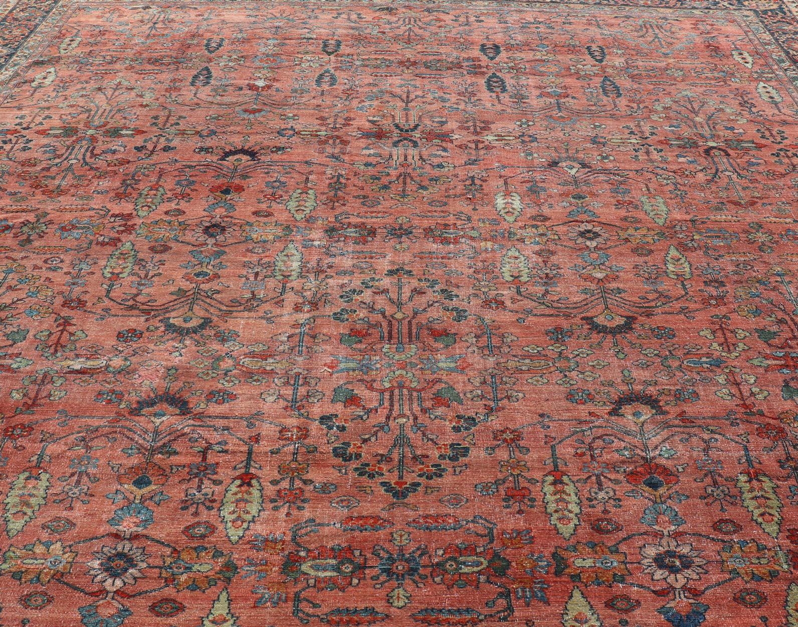 Antiker persischer Mahal-Teppich im Used-Look im Used-Look mit Blumenmuster 14'10 x 20'4 im Angebot 12