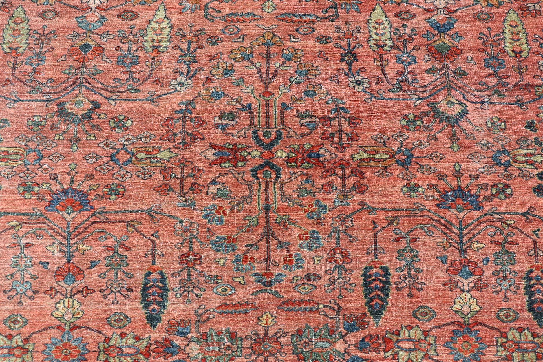 Antiker persischer Mahal-Teppich im Used-Look im Used-Look mit Blumenmuster 14'10 x 20'4 im Angebot 1