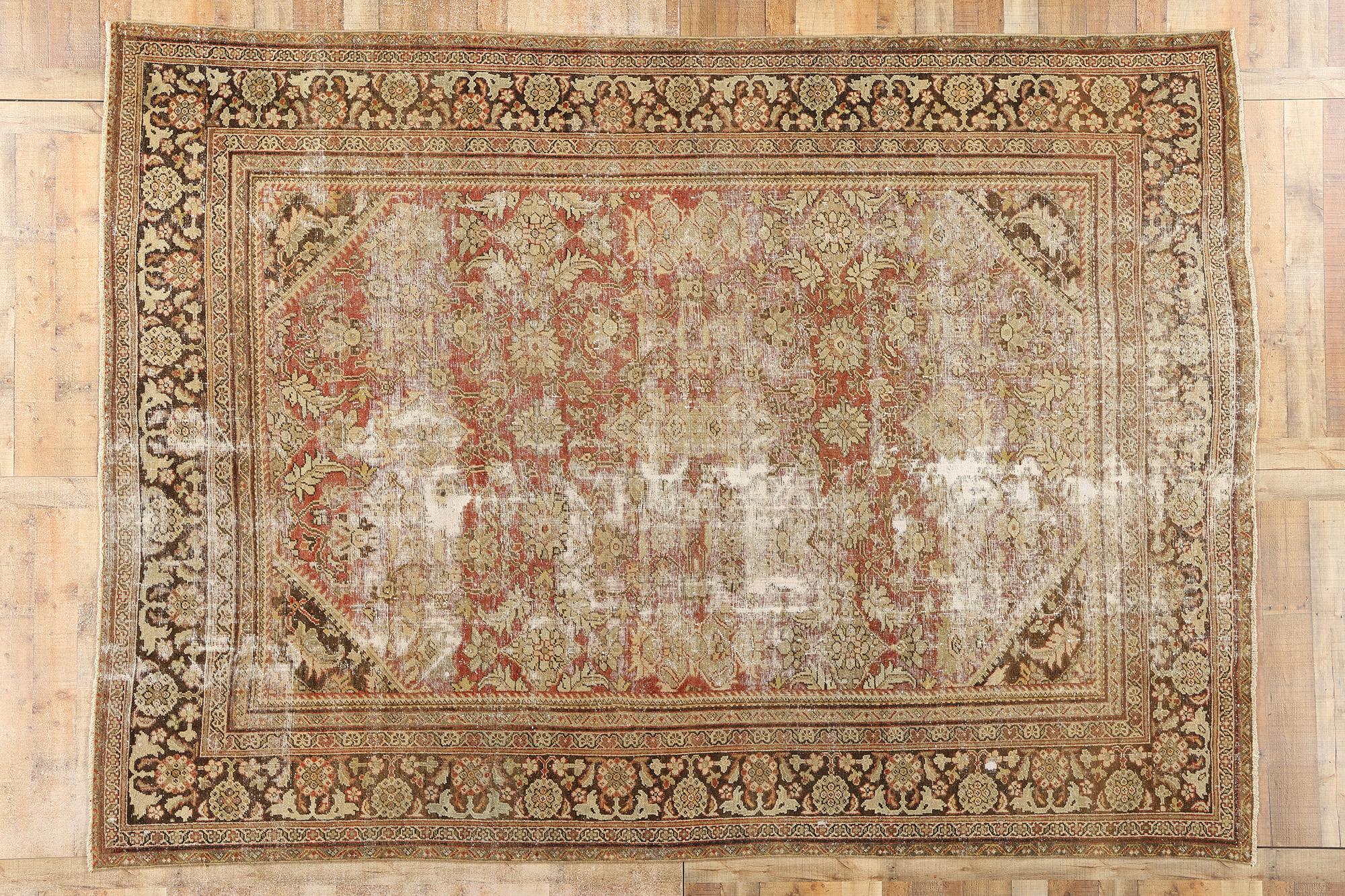 Late 19th Century Distressed Antique Persian Mahal Rug For Sale 4