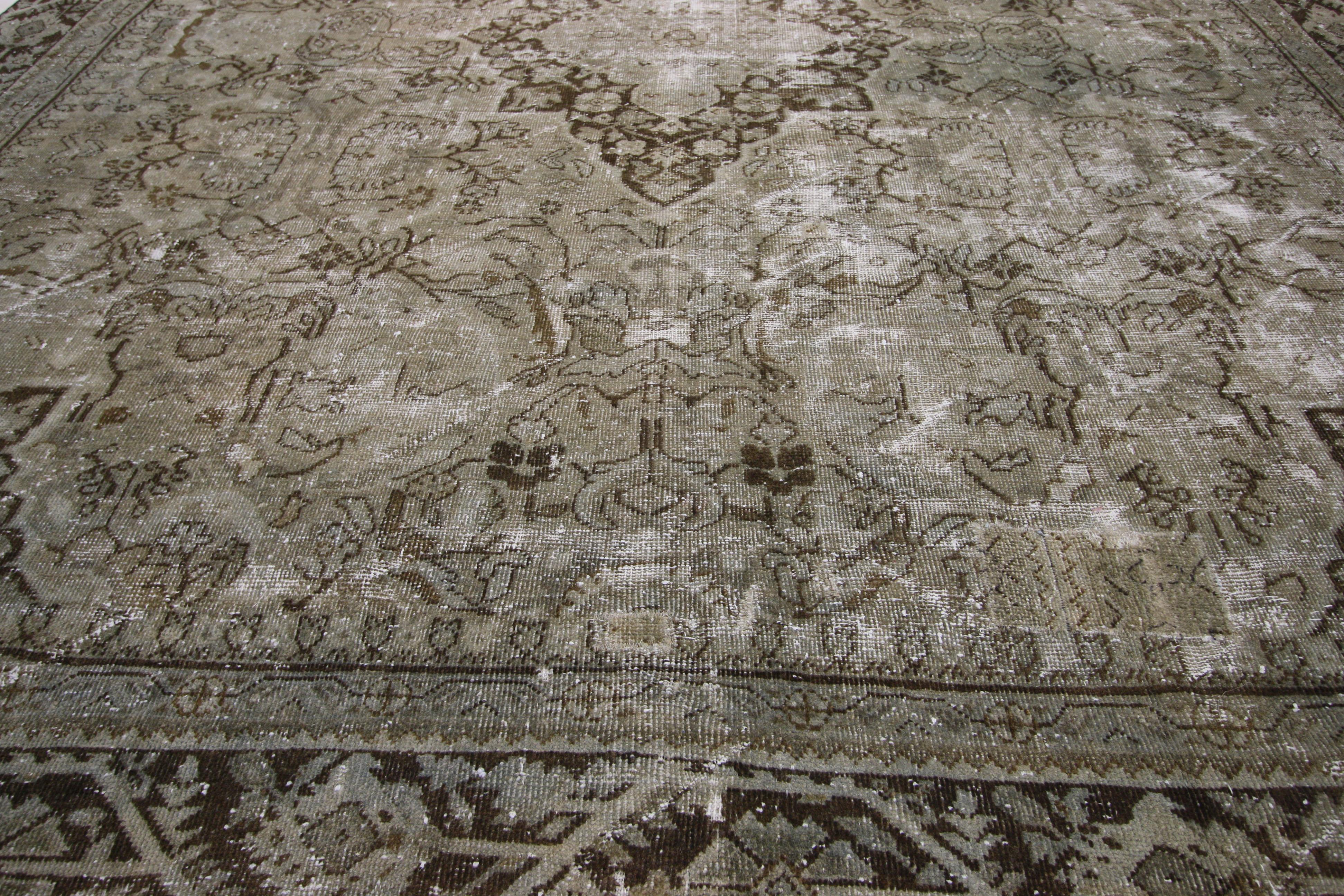 Hand-Knotted Distressed Antique Persian Mahal Rug with Traditional English Rustic Style  For Sale