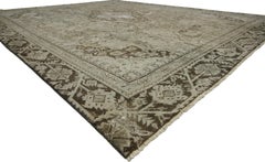 Distressed Antique Persian Mahal Rug with Traditional English Rustic Style