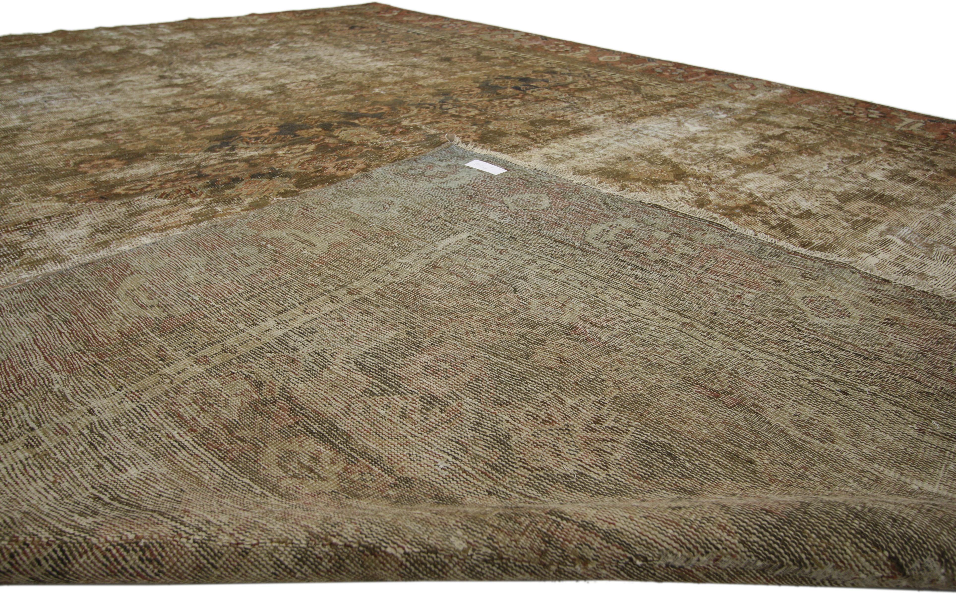 20th Century Distressed Antique Persian Mahal Rug with Modern Industrial Style