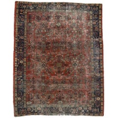 Distressed Used Persian Mahal Rug with Modern Industrial Style