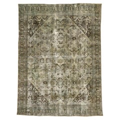 Distressed Vintage Persian Mahal Rug with Modern Industrial Style