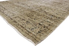 Distressed Antique Persian Mahal Rug with Modern Rustic English Manor Style