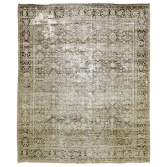 Distressed Antique Persian Mahal Rug with Modern Rustic English Manor Style