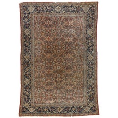 Antiker persischer Mahal-Teppich im modernen, rustikalen englischen Stil, im Used-Stil