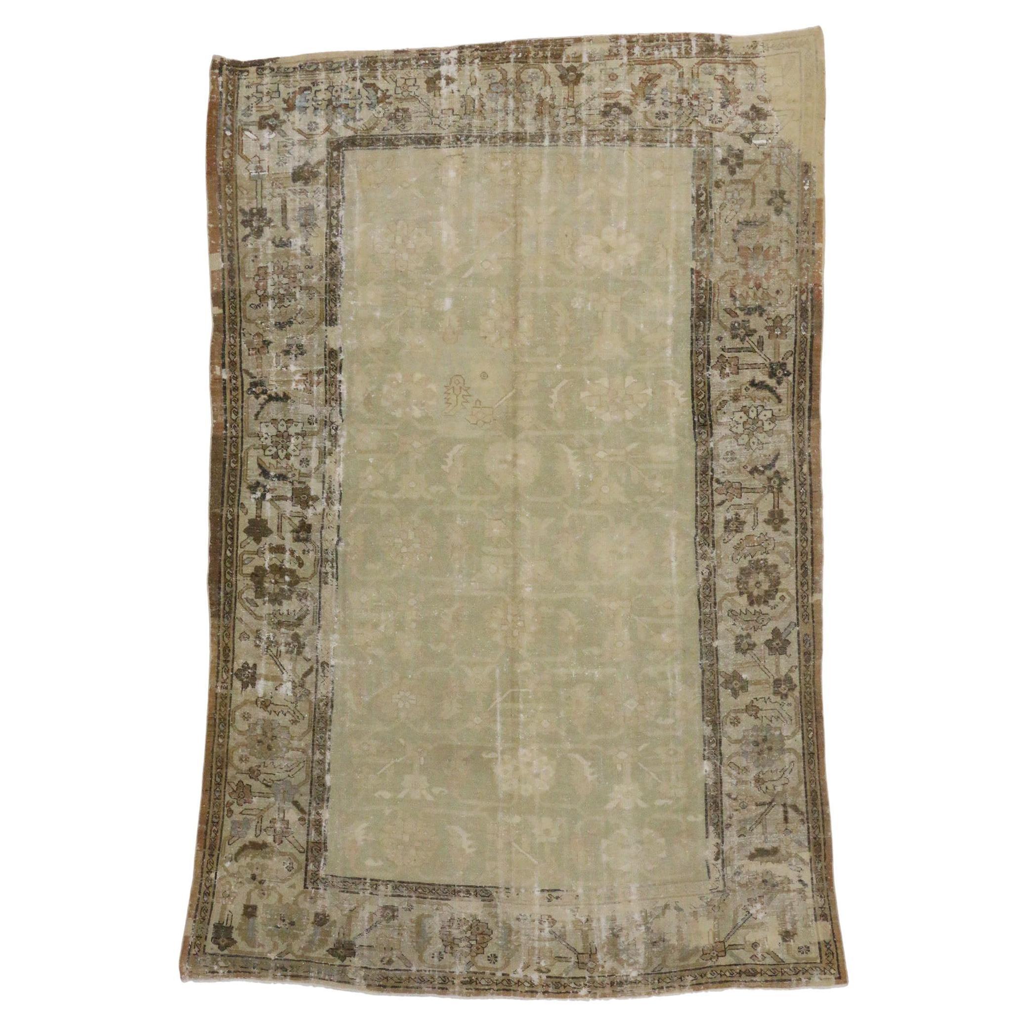 Antique Rustic Rugs Distressed Antique Persian Mahal Rug with Rustic English Style For Sale ...