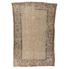 Antique-Worn Persian Mahal Rug, Weathered Charm Meets Rustic Sensibility