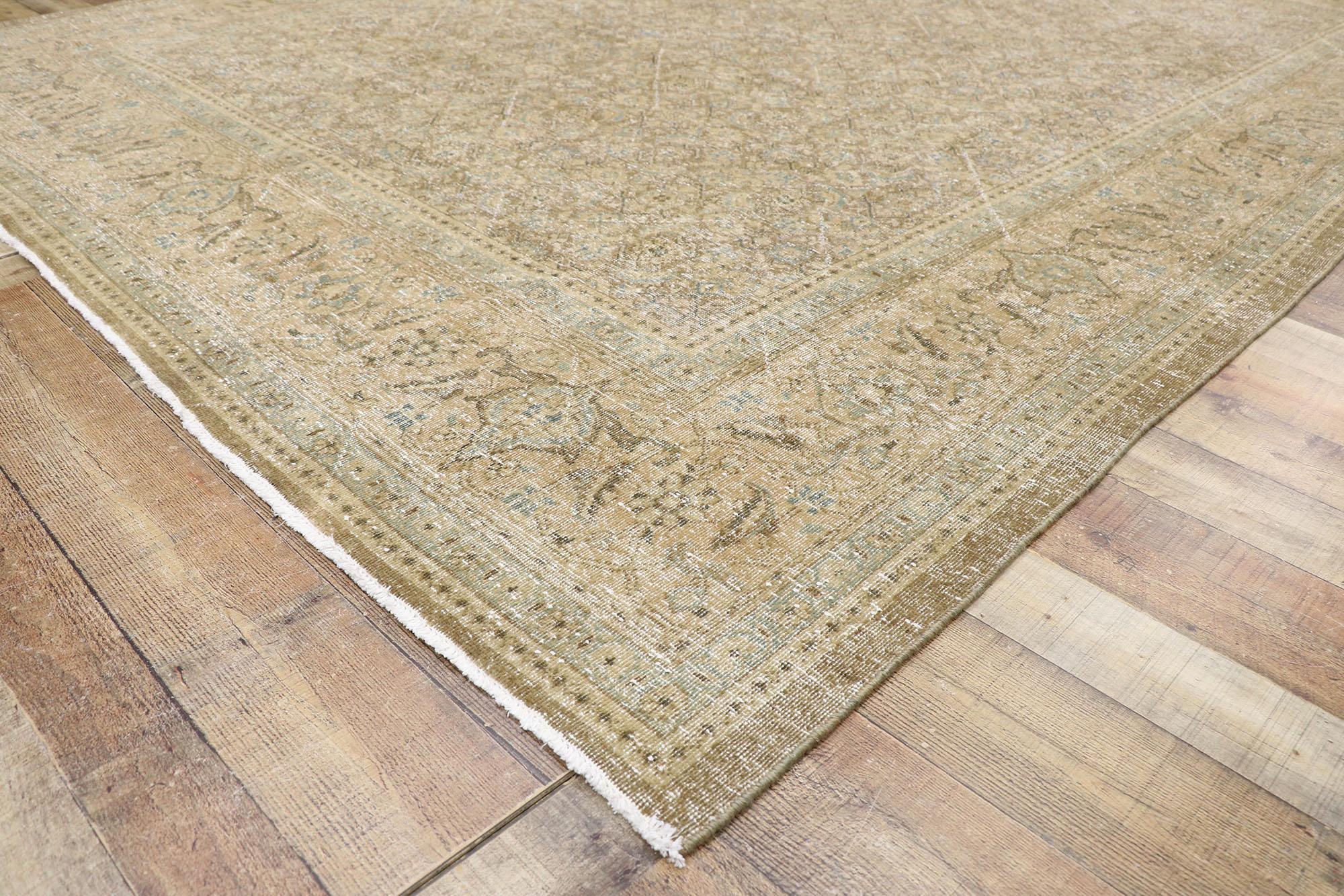 20th Century Distressed Antique Persian Mahal Rug with Modern Rustic Shaker Style