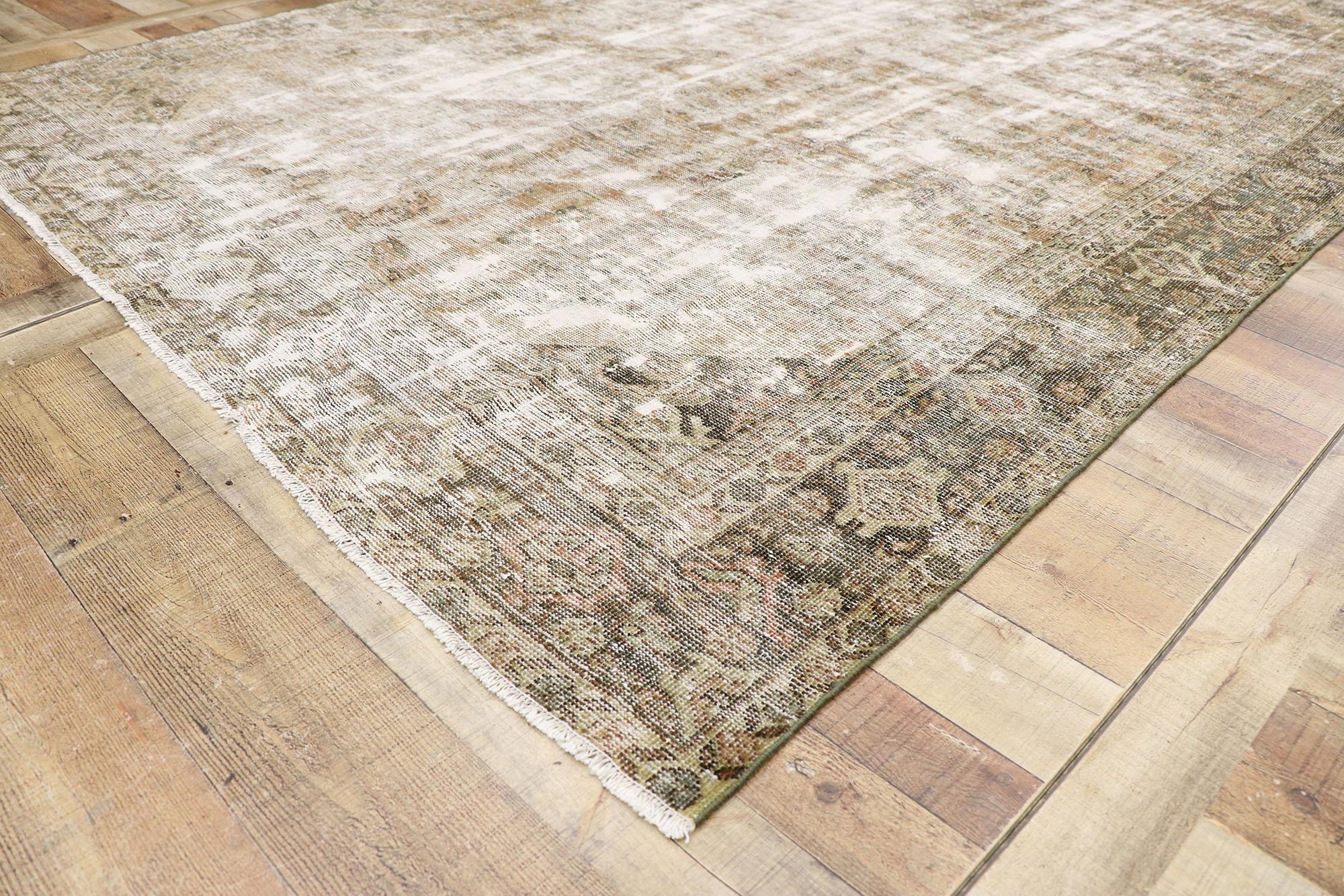 20th Century Distressed Antique Persian Mahal Rug with Modern Rustic Style