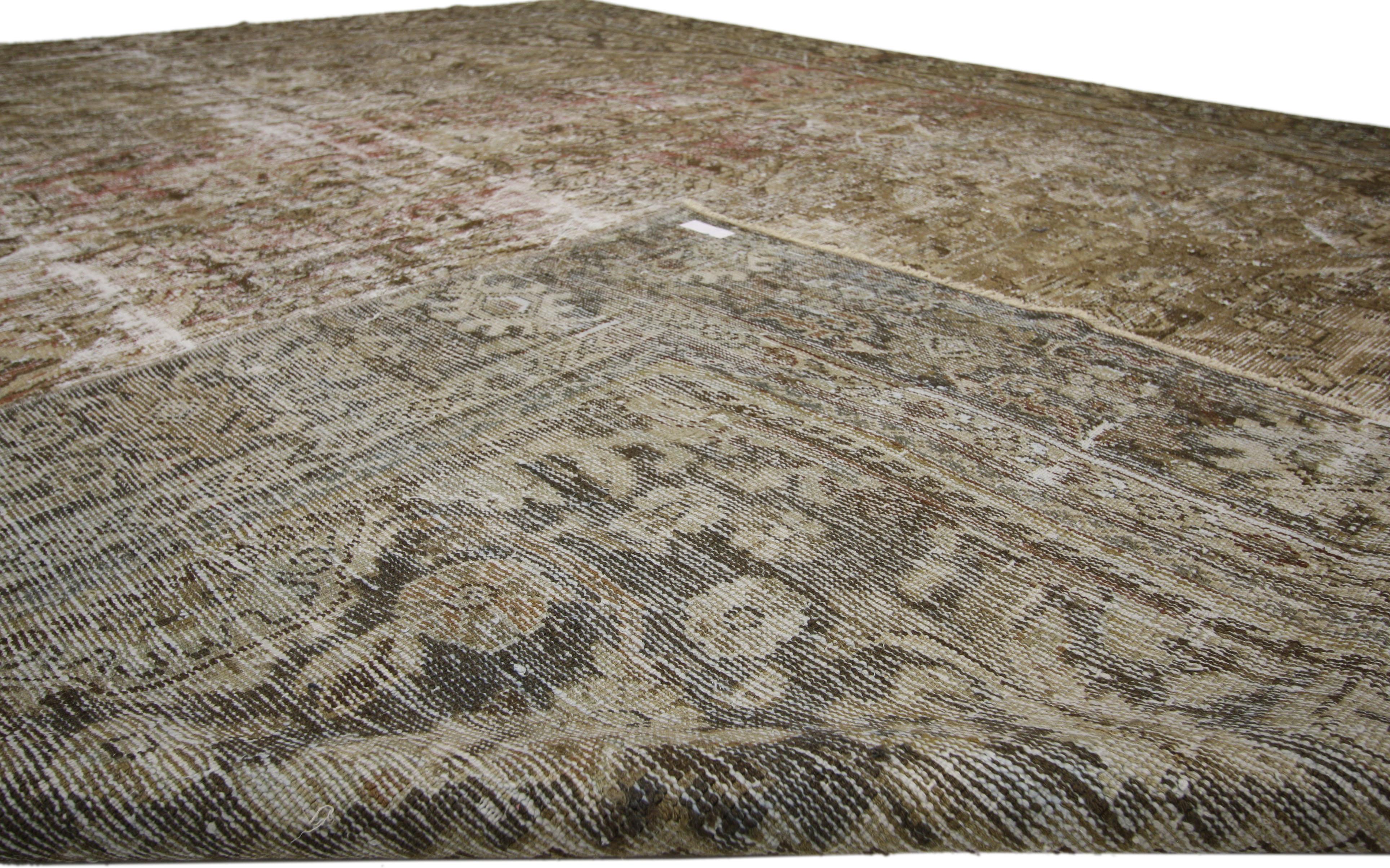 20th Century Distressed Antique Persian Mahal Rug with Modern Urban Industrial Style