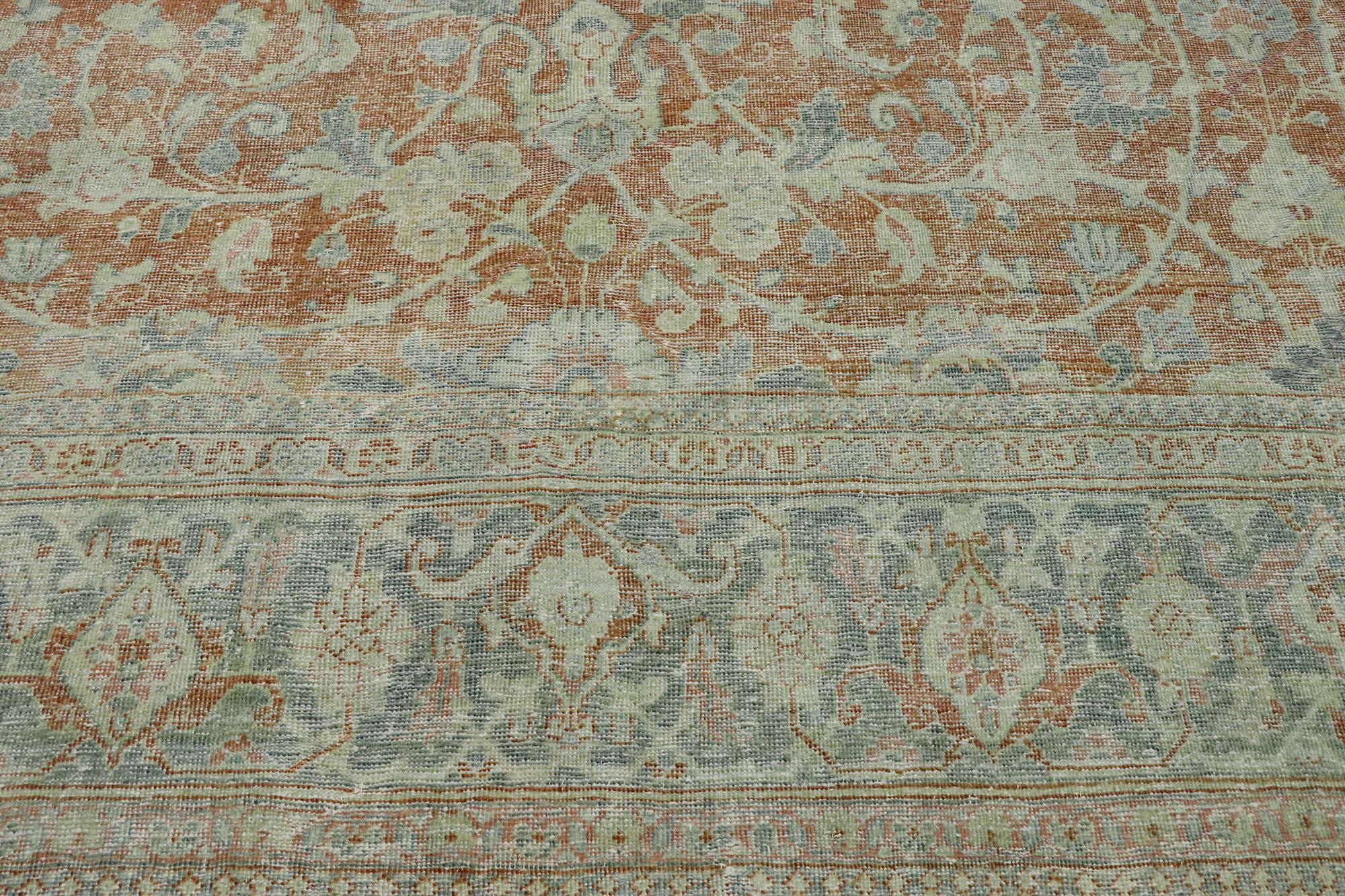 Hand-Knotted Distressed Antique Persian Mahal Rug with Relaxed Southern Living Style For Sale