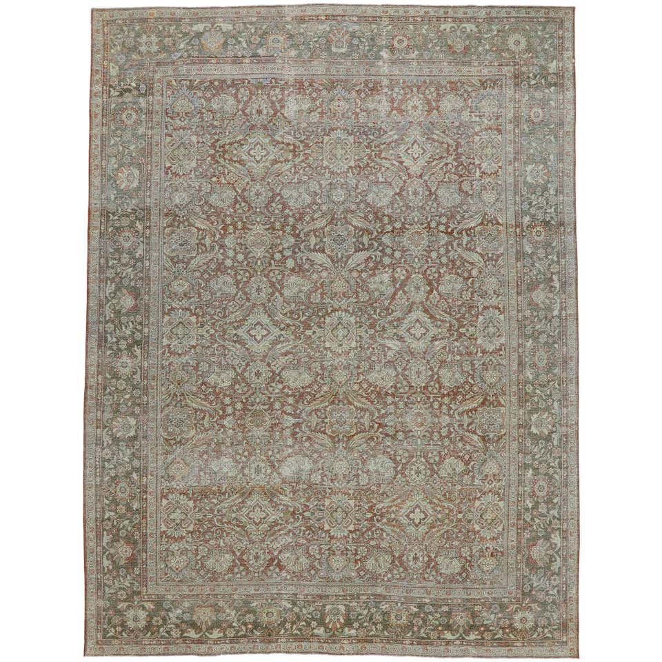 Distressed Antique Persian Sultanabad Rug with Modern Rustic Industrial ...