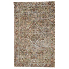 Distressed Antique Persian Mahal Rug with Rustic Arts & Crafts Style