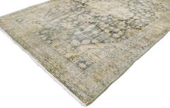 Distressed Antique Persian Mahal Rug with Rustic Gustavian Cottage Style